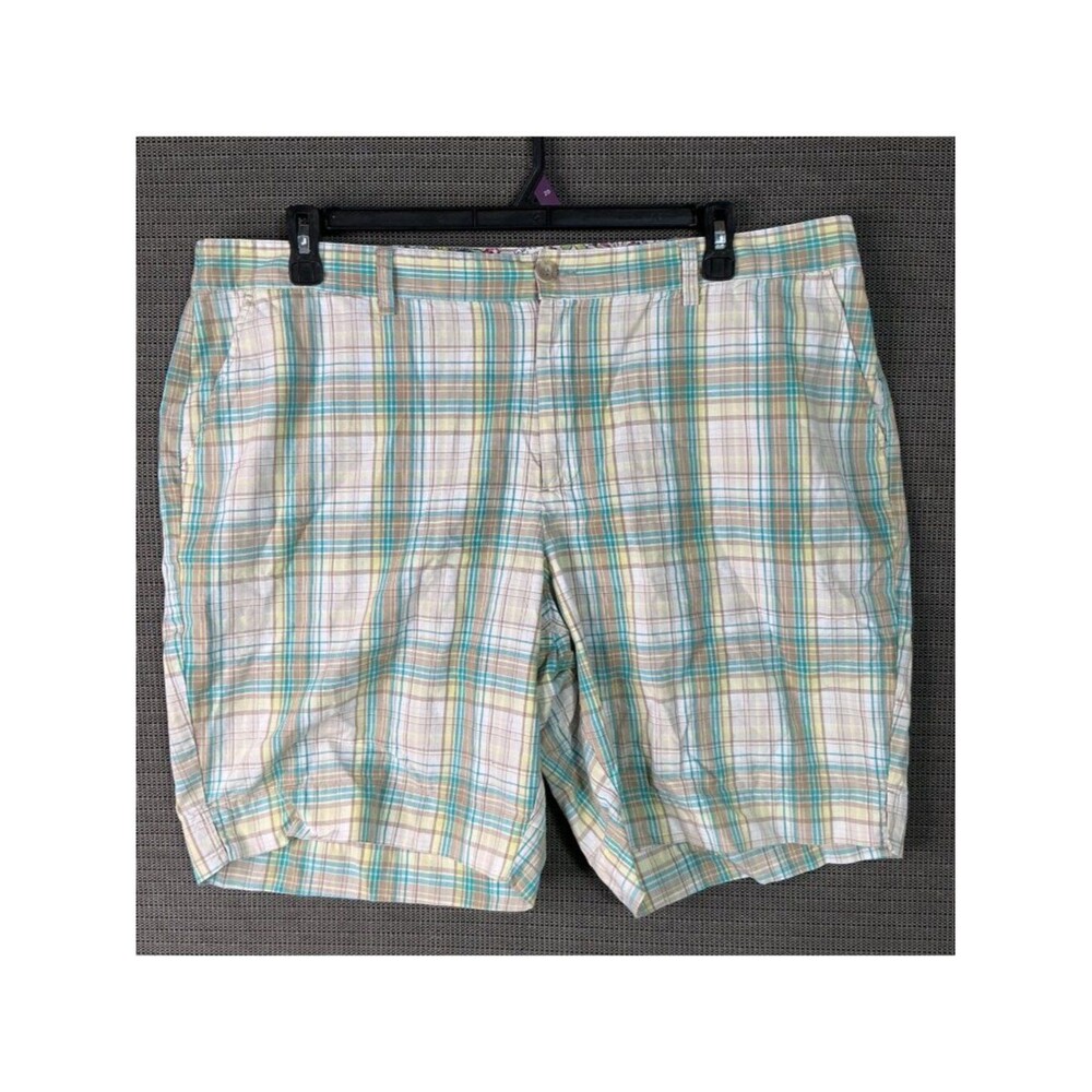 CJ Banks Womens Plaid Shorts 20W Cotton Relaxed Fit Multi-Color Summer Wear